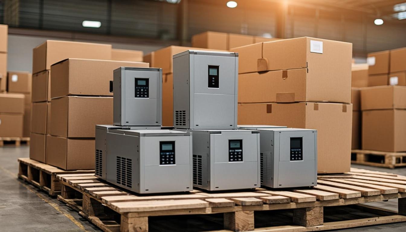 QingTian EC6000 variable frequency drive range on a warm industrial background